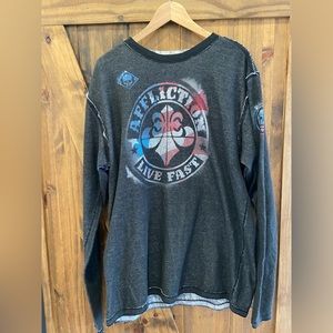 Affliction reversible long sleeve knit
